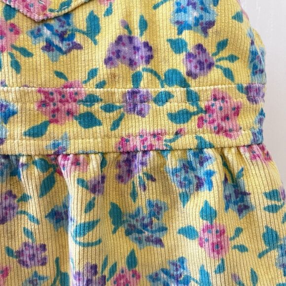 Vintage Oshkosh B'Gosh Yellow Floral Corduroy Overall USA Dress Girls SZ 5 FLAWS - Picture 8 of 16